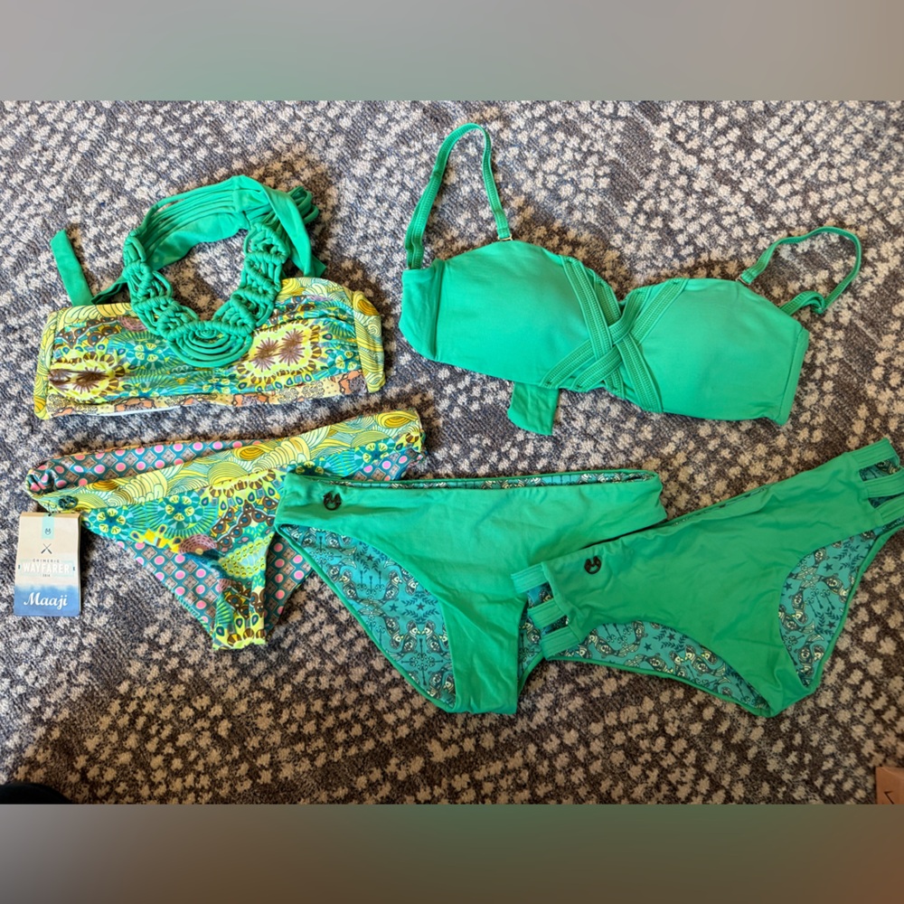 Maaji Green and Multicolor Reversible Bikini Set
